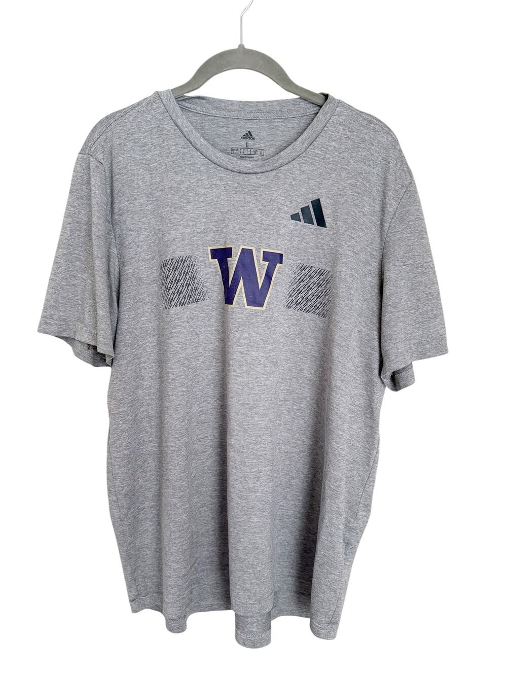 Adidas Washington Huskies Graphic T-Shirt Men’s Large Gray Purple Aeroready